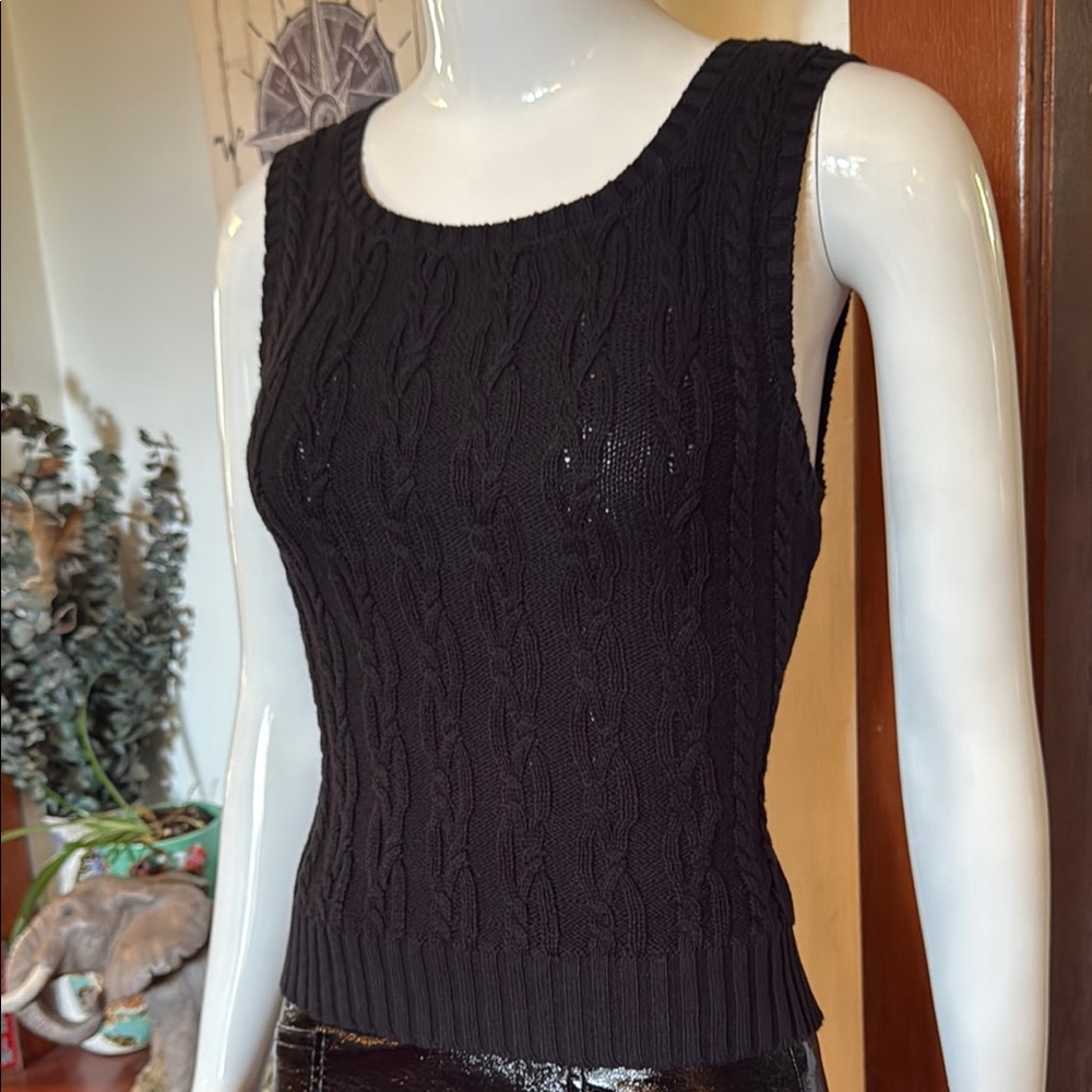 NWT poppy&rye size small light summer Black Cable Knit Sleeveless Top sweater